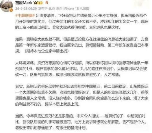 标题：中超第4不玩了！1年2.5亿负担太重，投资人将撤资，正在找人接盘